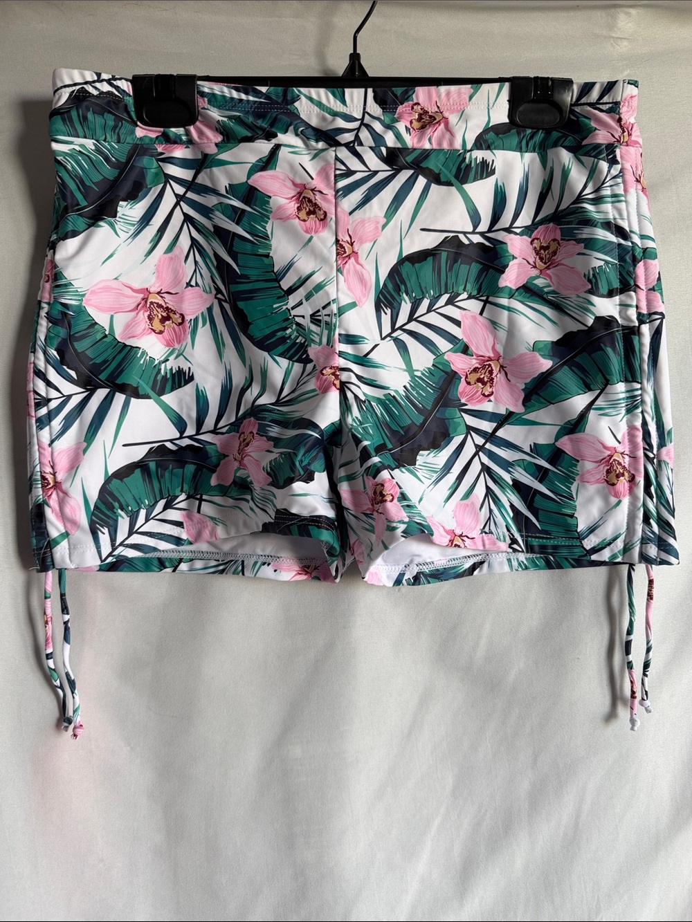 Tropical Leaf & Pink Orchid Swim Shorts for Women